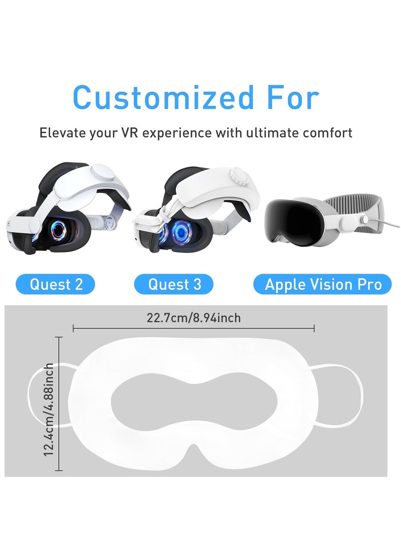 100-عبوة أغطية وجه VR القابلة للتخلص، أقنعة حماية العرق متوافقة مع Meta Quest 3 و Quest 2 و Apple Vision Pro - وسادات واجهة الوجه باللونين الأسود والأبيض - Image 2